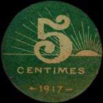 Bon de 5 centimes 1917 - Ville de Villeneuve-sur-Lot - dos