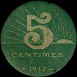 Bon de 5 centimes 1917 surchargé 1921 - Ville de Villeneuve-sur-Lot - dos