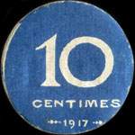 Bon de 10 centimes 1917 surchargé 1921 - Ville de Villeneuve-sur-Lot - dos