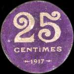 Bon de 25 centimes 1917 - Ville de Villeneuve-sur-Lot - dos