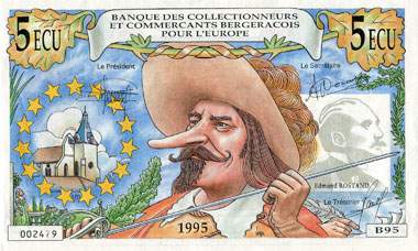 Billet de 5 ecu (35 francs) 1995 - Banque des collectionneurs et des commerçants bergeracois pour l'Europe - face