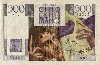 Billet de 500 francs CHATEAUBRIAND - Du 19 juillet 1945 au 2 juillet 1953 - face