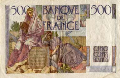 Billet de 500 francs CHATEAUBRIAND - Du 19 juillet 1945 au 2 juillet 1953 - dos
