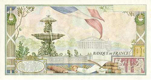 Version de verso 1976 du billet de 500 francs Clémenceau non émis