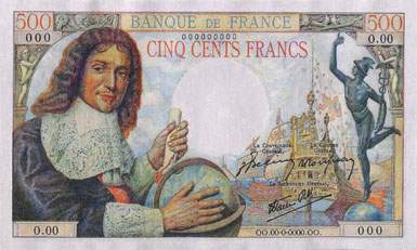 Billet de 500 francs COLBERT - Du 4 janvier 1940 au 19 avril 1945 - face