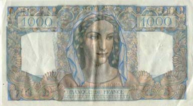Billet de 1000 francs DEMETER - Du 28 mai 1942 au 6 avril 1944 - dos