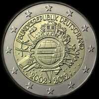 Allemagne 2012 - 10 ans de circulation de l'euro - 2 euro commémorative