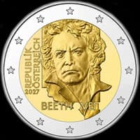 Autriche 2027 - 200 ans de la mort de Ludwig&nbsp;van&nbsp;Beethoven - 2 euro comm�morative