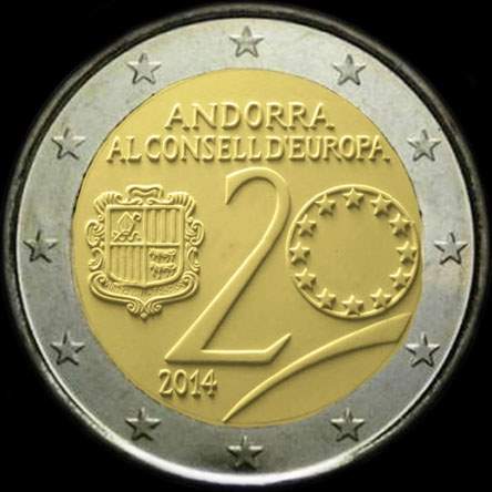 Andorre - 20ème anniversaire de l'Adhésion de l'Andorre au Conseil de l'Europe - 2 euro commémorative