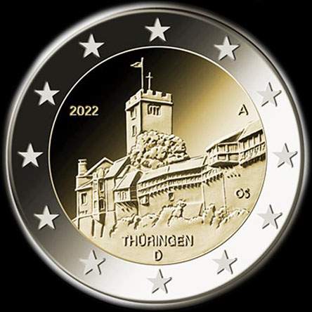 Allemagne 2022 - Thuringe: Château de Wartburg - 2 euro commémorative