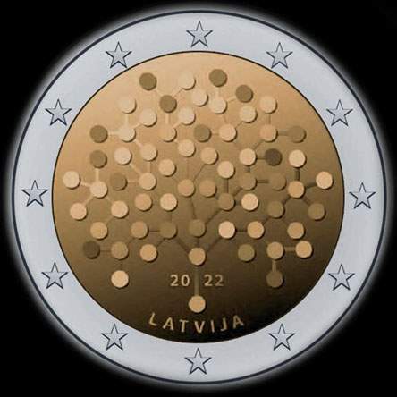 Lettonie 2022 - 100 ans de la Banque Nationale de Lettonie - 2 euro commémorative