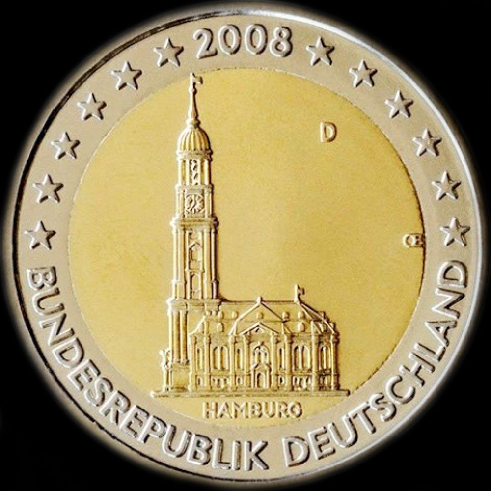 Allemagne 2008 - Hambourg: Eglise Saint-Michaelis - 2 euro commmorative