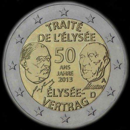 Allemagne 2013 - 50 ans du Trait de l'Elyse - 2 euro commmorative