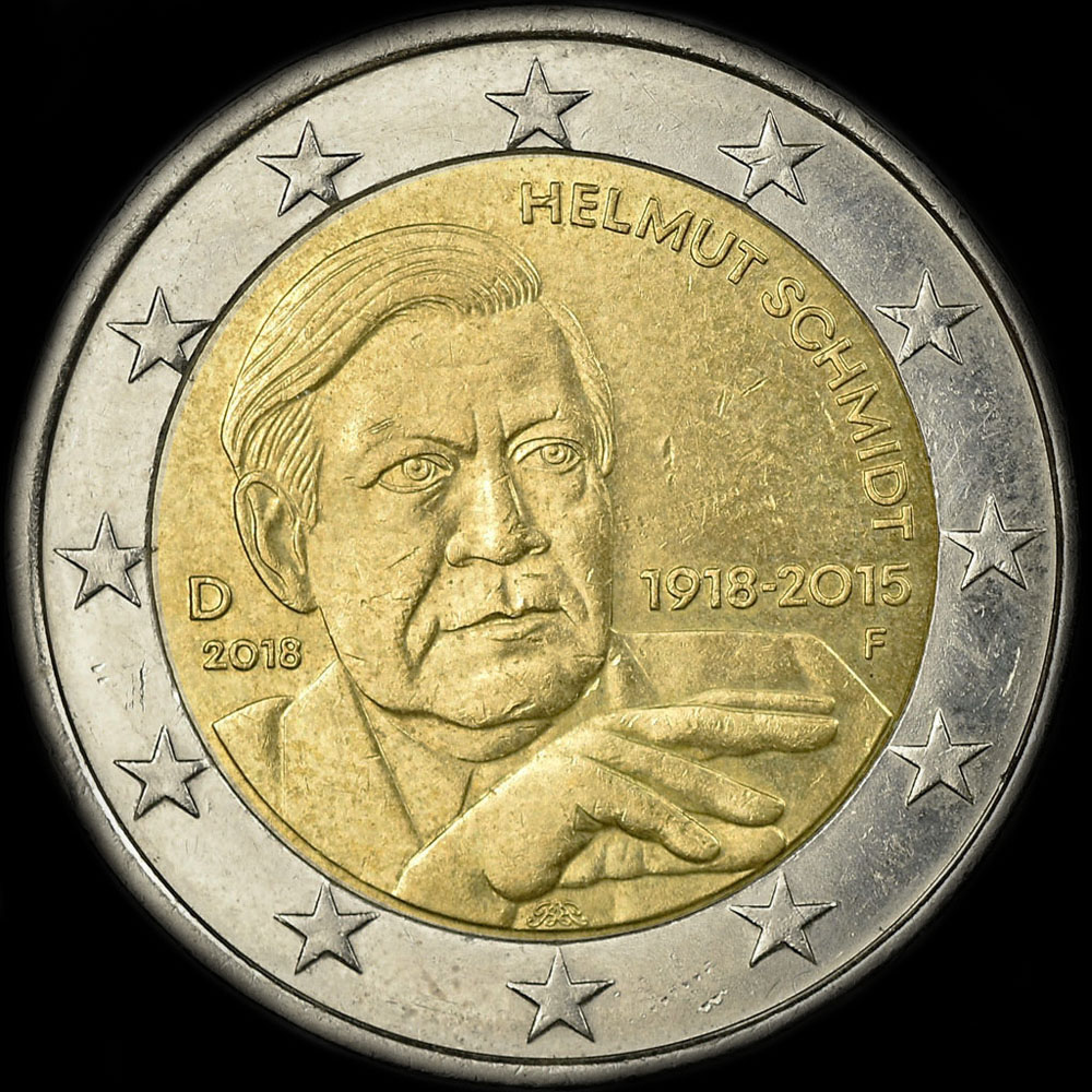 Allemagne 2018 - 100me anniversaire de la naissance d'Helmut Schmidt - 2 euro commmorative
