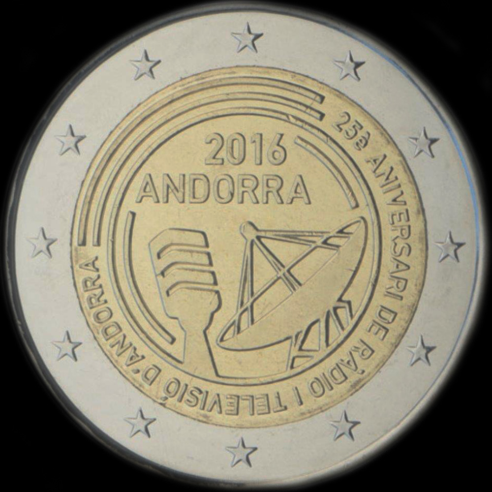Andorre 2016 - 25 ans du Service public de Radiodiffusion - 2 euro commmorative