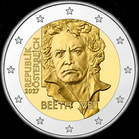 Autriche 2027 - 200 ans de la mort de Ludwig&nbsp;van&nbsp;Beethoven - 2 euro comm�morative