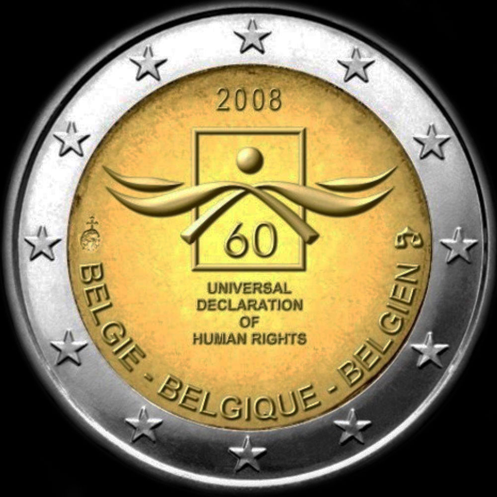 Belgique 2008 - 60 ans de la Dclaration Universelle des Droits de l'Homme - 2 euro commmorative