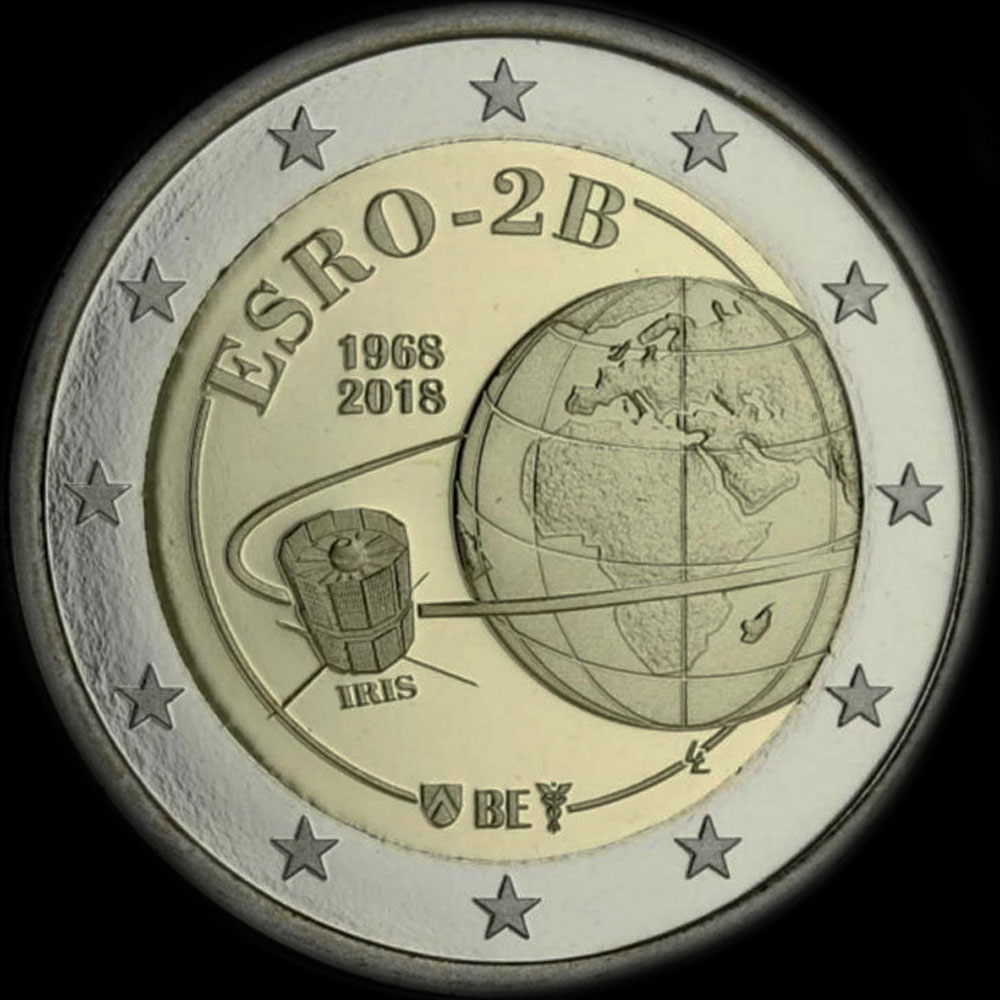 Belgique 2018 - 50 ans du lancement du satellite ESRO-2B - 2 euro commmorative
