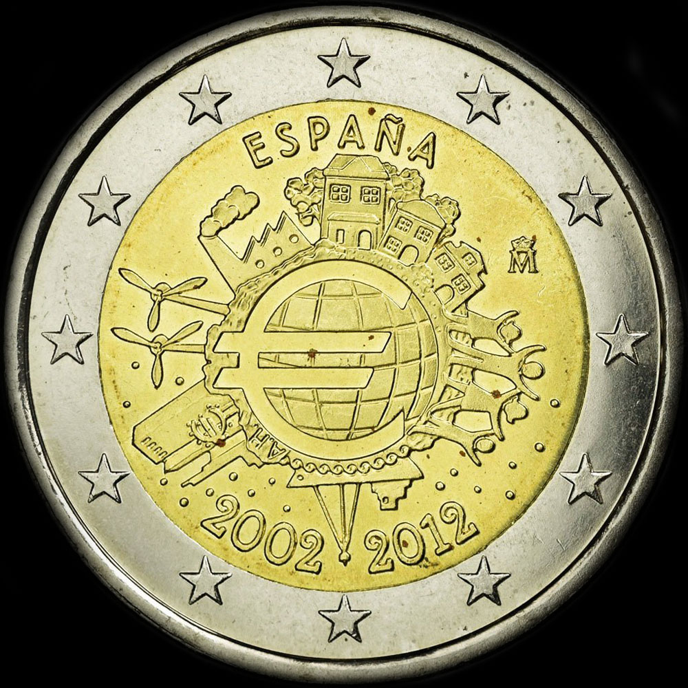 Espagne 2012 - 10 ans de circulation de l'euro - 2 euro commmorative