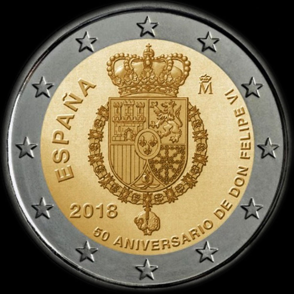 Espagne 2018 - 50 ans du roi Felipe VI - 2 euro commmorative
