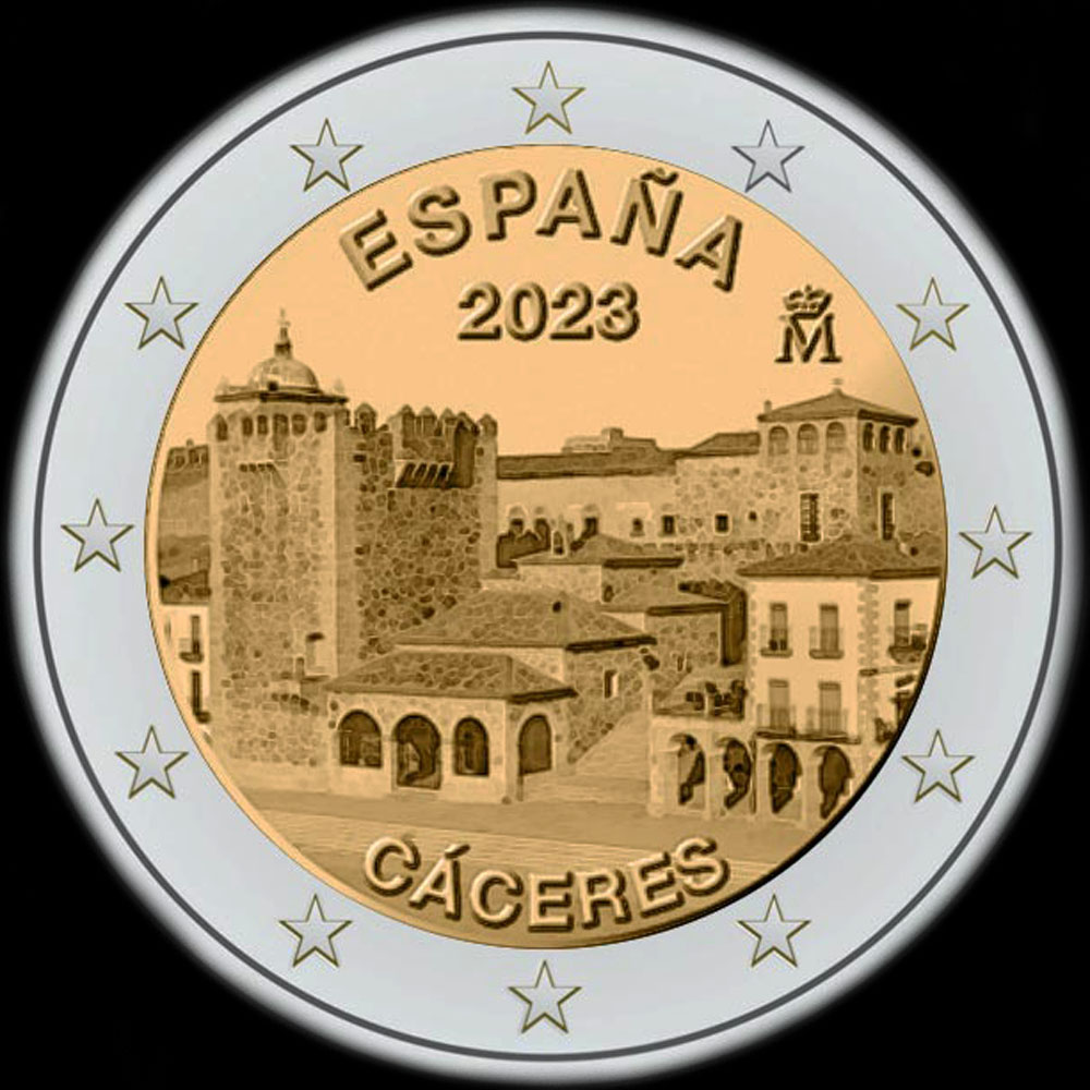 Espagne 2023 - Vieille ville de Cáceres - Héritage Mondial de l’Unesco - 2 euro commémorative
