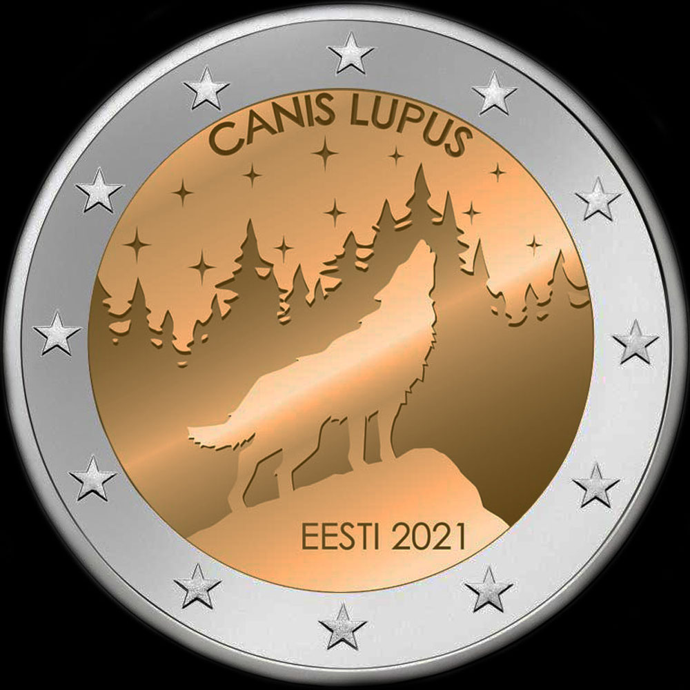 Estonie 2021 - Le Loup, animal national de l'Estonie - 2 euro commmorative