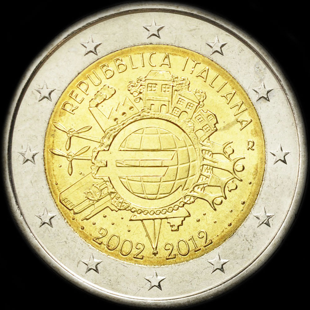 Italie 2012 - 10 ans de circulation de l'euro - 2 euro commmorative