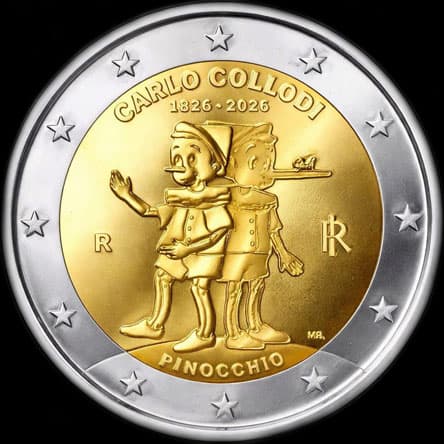 Italie 2026 - 200 ans de Carlo Collodi auteur de Pinocchio - 2 euro comm�morative