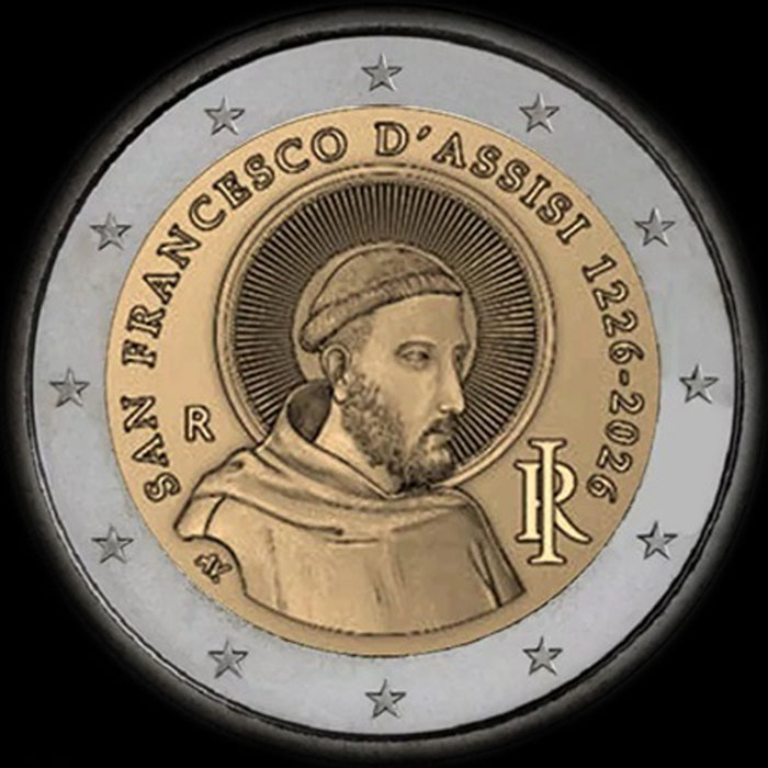 Italie 2026 - 800 ans de la mort de Saint Fran�ois d'Assise - 2 euro comm�morative