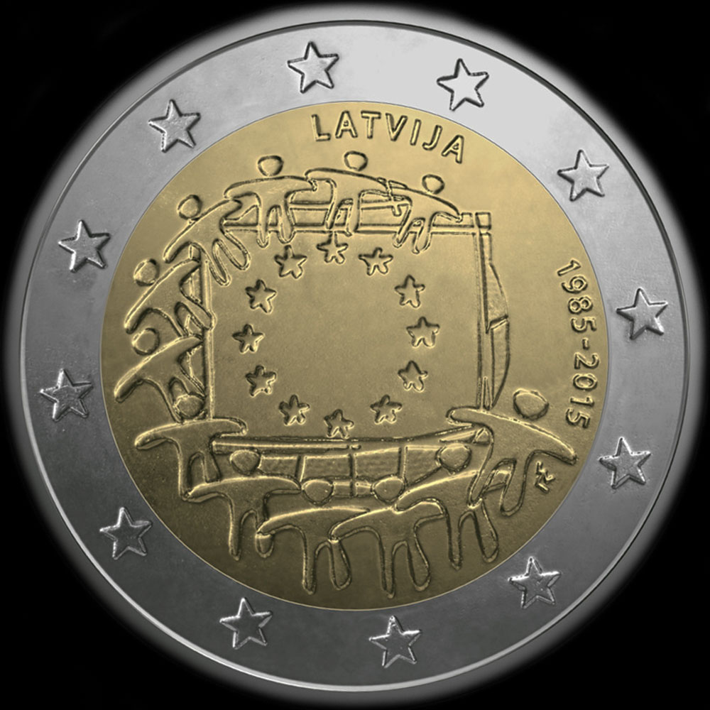 Lettonie 2015 - 30 ans du Drapeau de l'UE - 2 euro commmorative