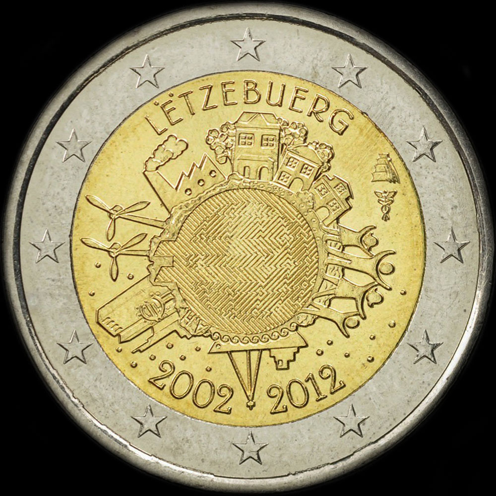 Luxembourg 2012 - 10 ans de circulation de l'euro - 2 euro commmorative