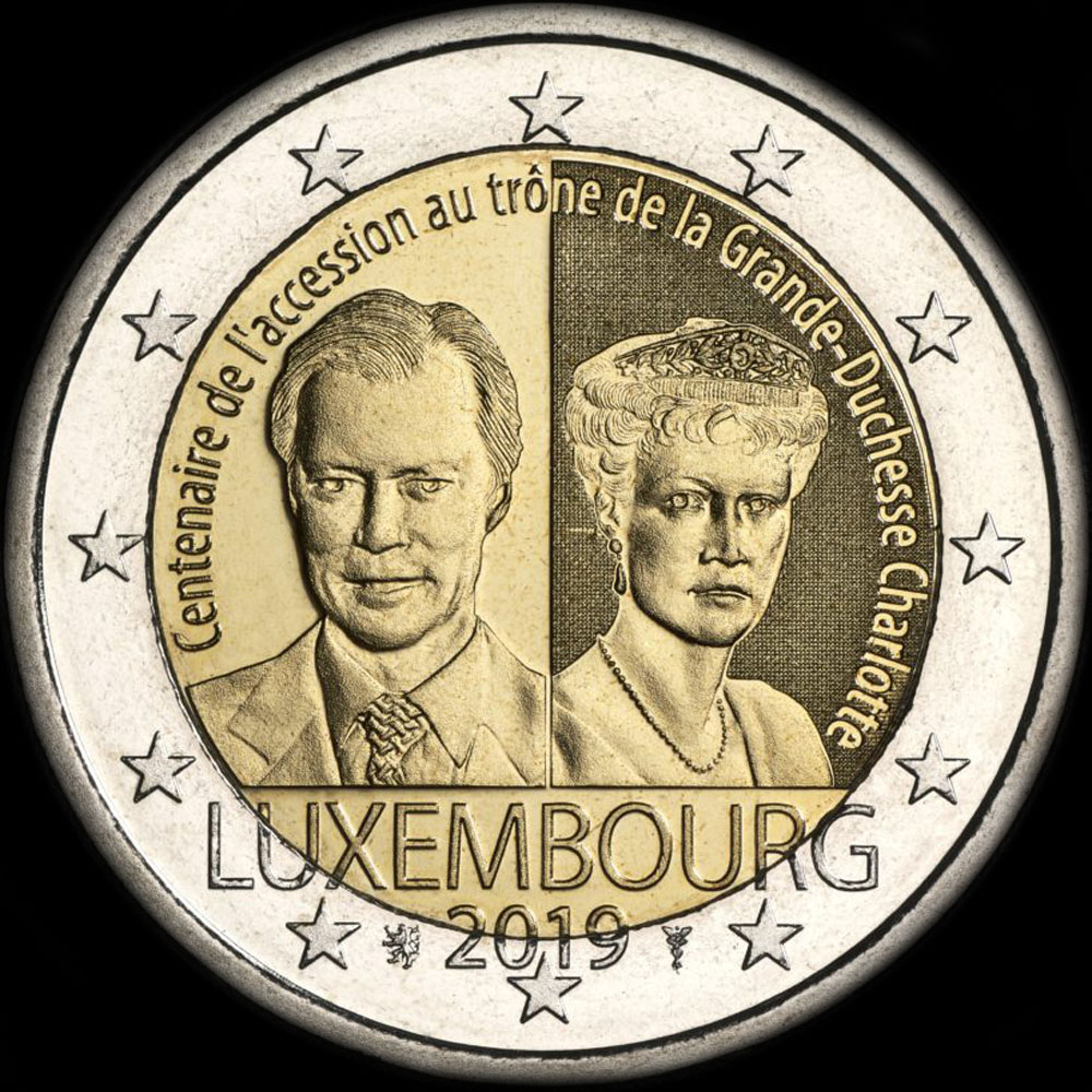 Luxembourg 2019 - 100 ans de l'accession au trne de la Grande-Duchesse Charlotte - 2 euro commmorative