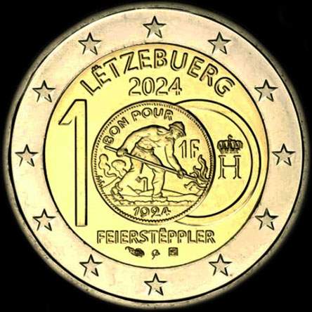 Luxembourg 2024 - 100 ans des pices en franc  l'effigie du Feierstppler - 2 euro commmorative