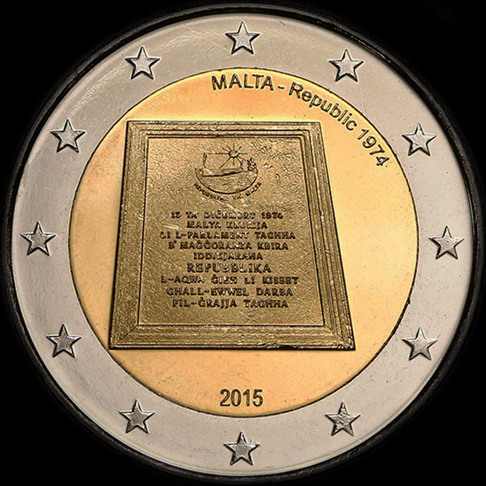 Malte 2015 - Cration de la Rpublique en 1974 - 2 euro commmorative