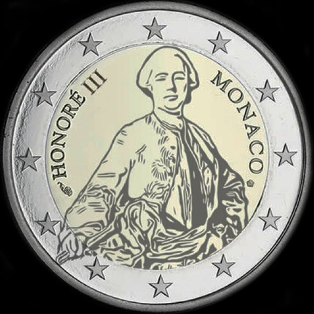 Monaco 2209 - 300 ans de la naissance du Prince Honor III - 2 euro commmorative