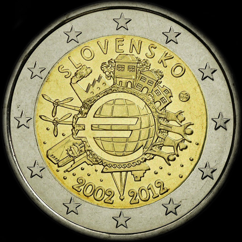Slovaquie 2012 - 10 ans de circulation de l'euro - 2 euro commmorative