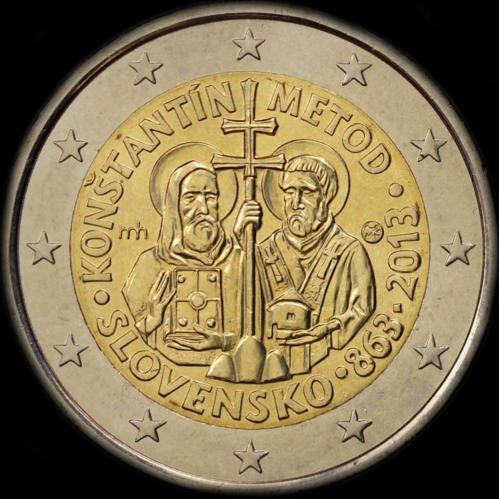 Slovaquie 2013 - 1150 ans de l'arrive des Missionnaires Constantin et Mthode en Grande-Moravie - 2 euro commmorative
