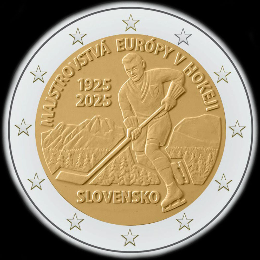 Slovaquie 2025 - 100 ans du Championnat d'Europe de Hockey - 2 euro commmorative