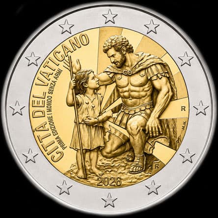 Vatican 2026 - Magist�re du Pape L�on&nbsp;XIV et message de paix&nbsp;au&nbsp;monde - 2 euro comm�morative