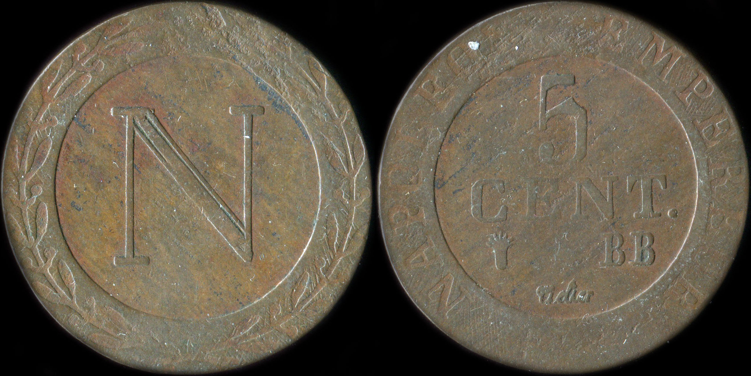 Pice de 5 centimes Napolon 1er 1808BB - Strasbourg