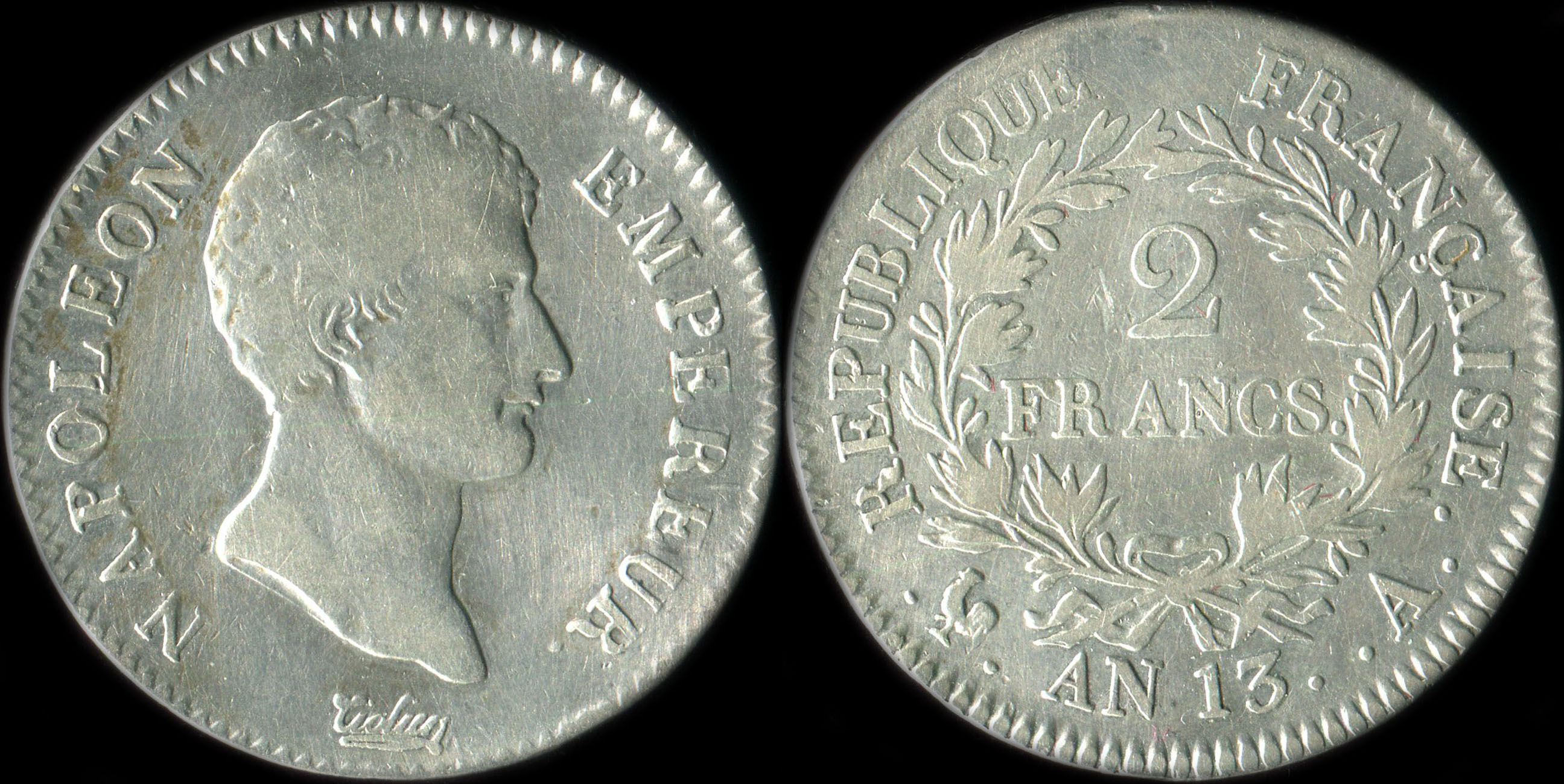 Pice de 2 francs Napolon Empereur An 13 A