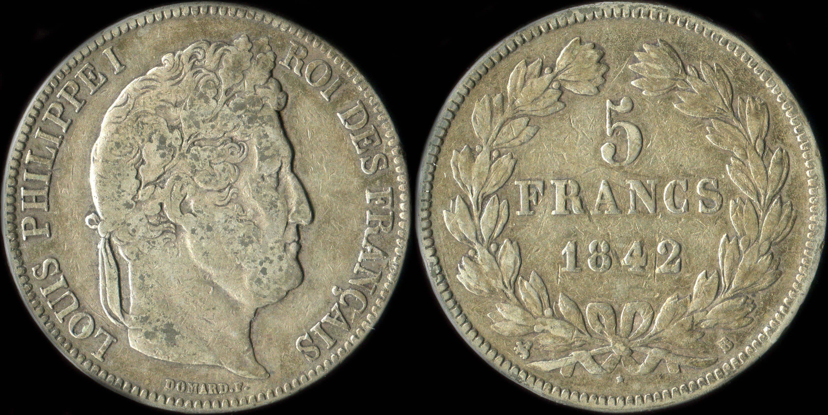 Pice de 5 francs Louis-Philippe I tte laure 1er type 1842B