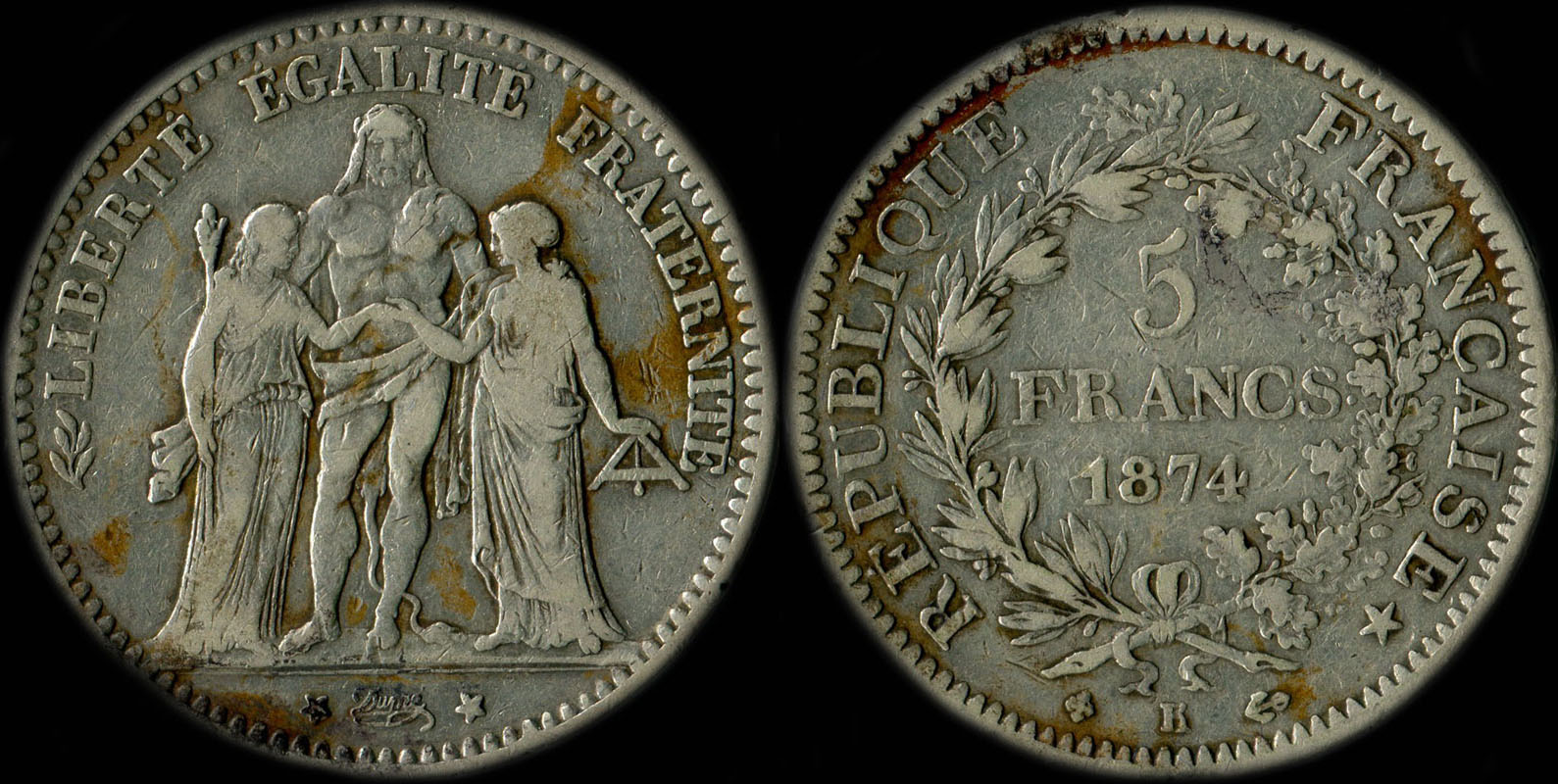 Pice de 5 francs Hercule 1874K