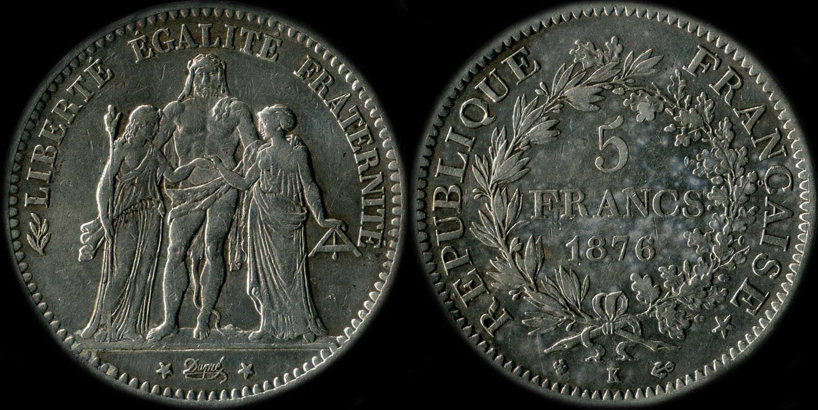 Pièce de 5 francs Hercule 1876K