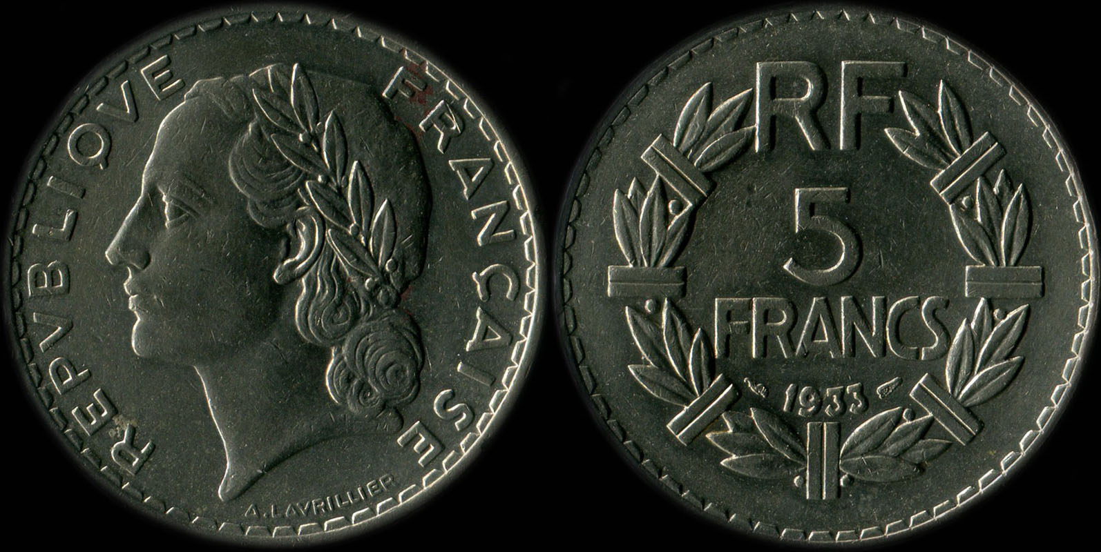 Pice de 5 francs Lavrillier 1933