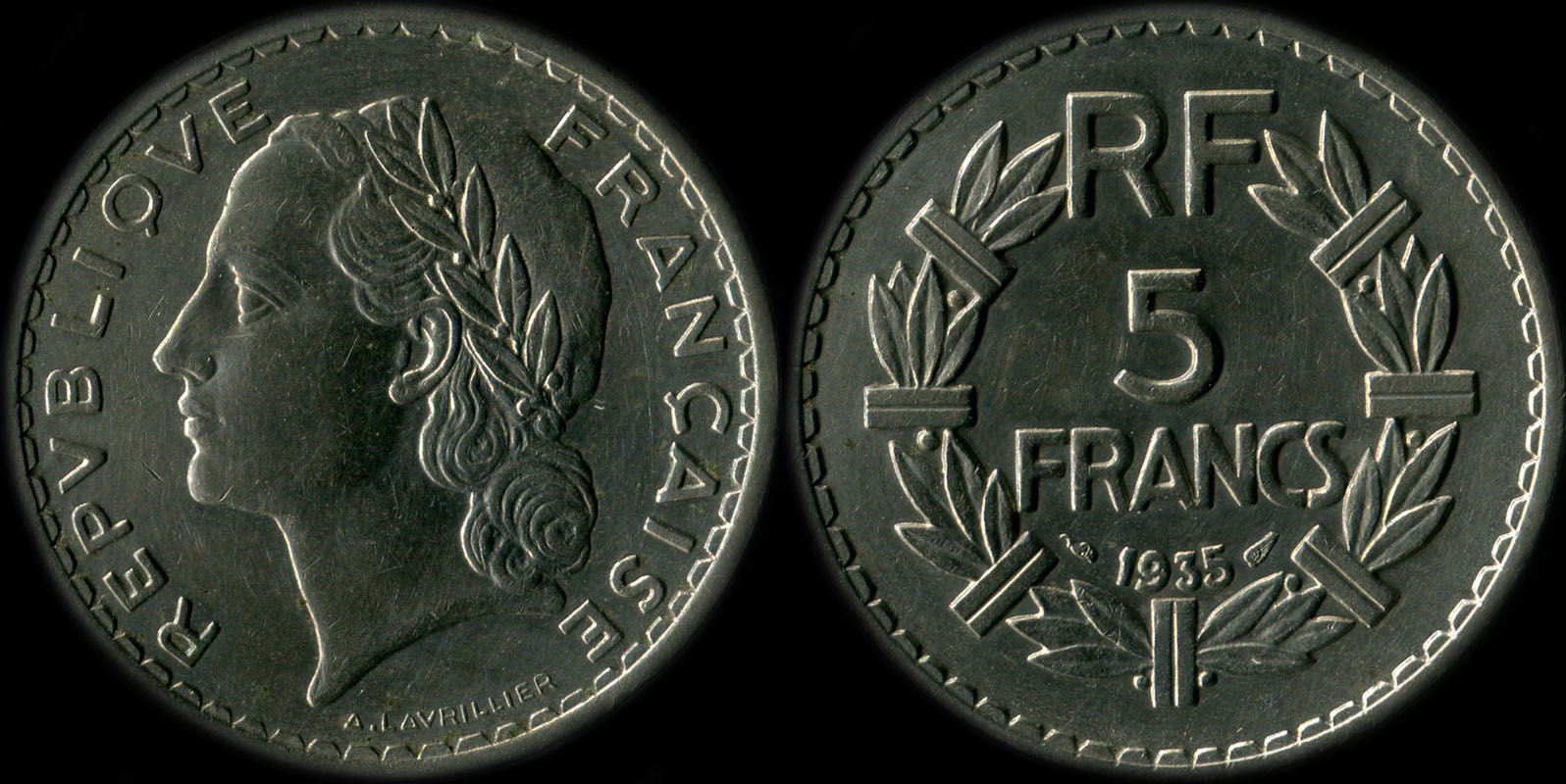 Pièce de 5 francs Lavrillier 1935