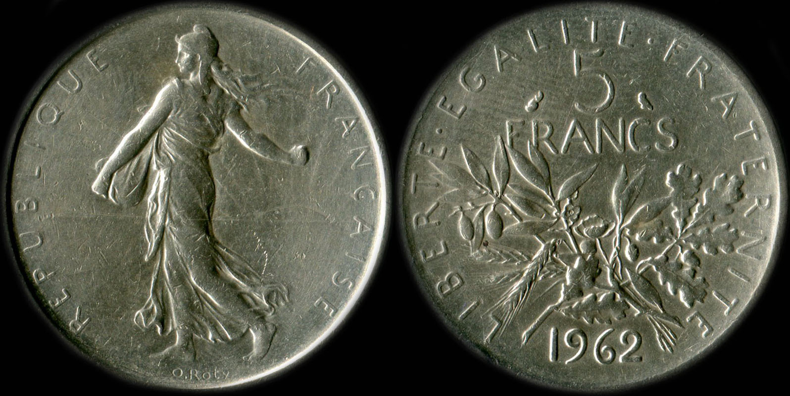 Pièce de 5 francs 1962 Semeuse argent