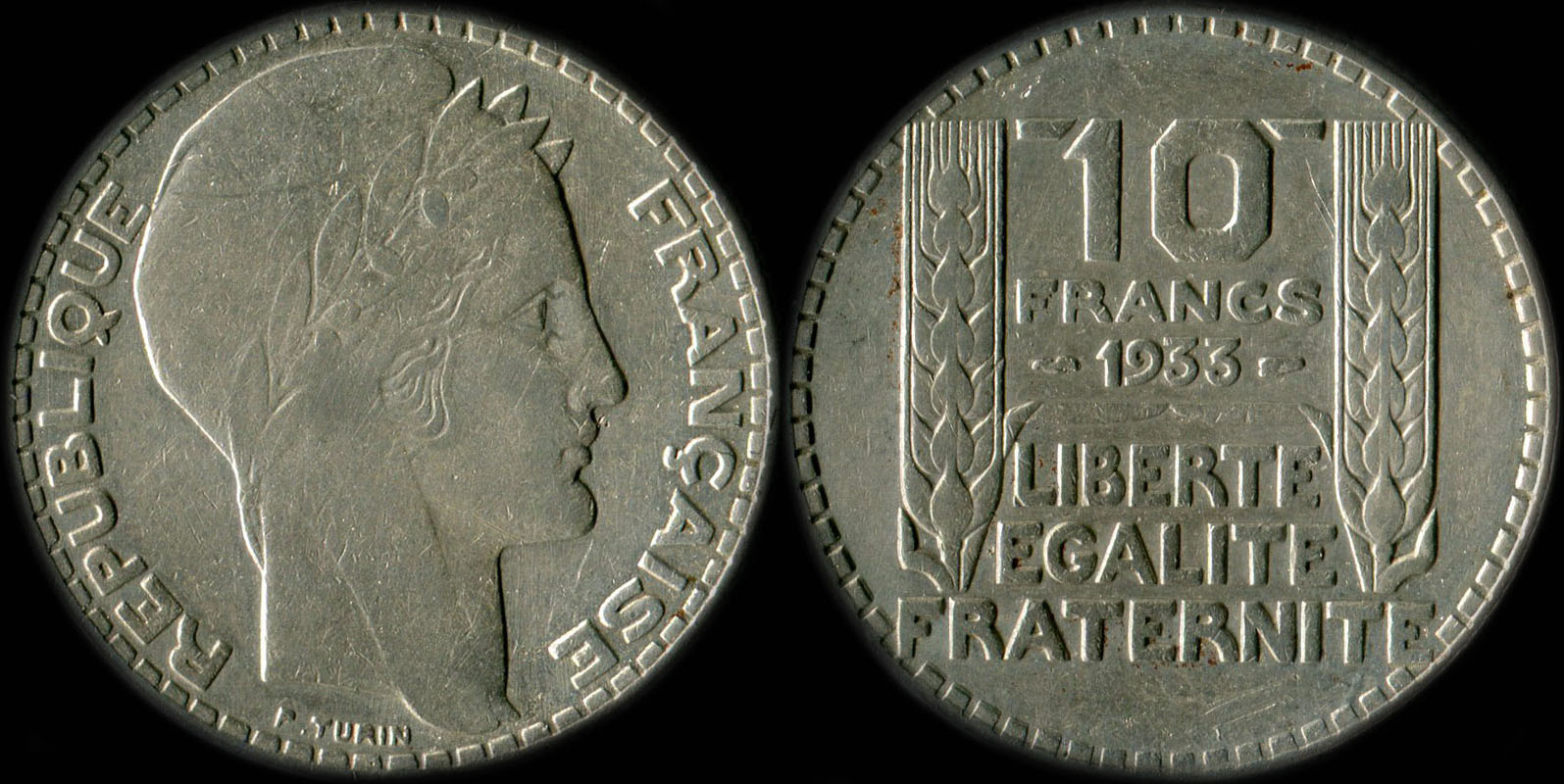 Pièce de 10 francs Turin argent 1933