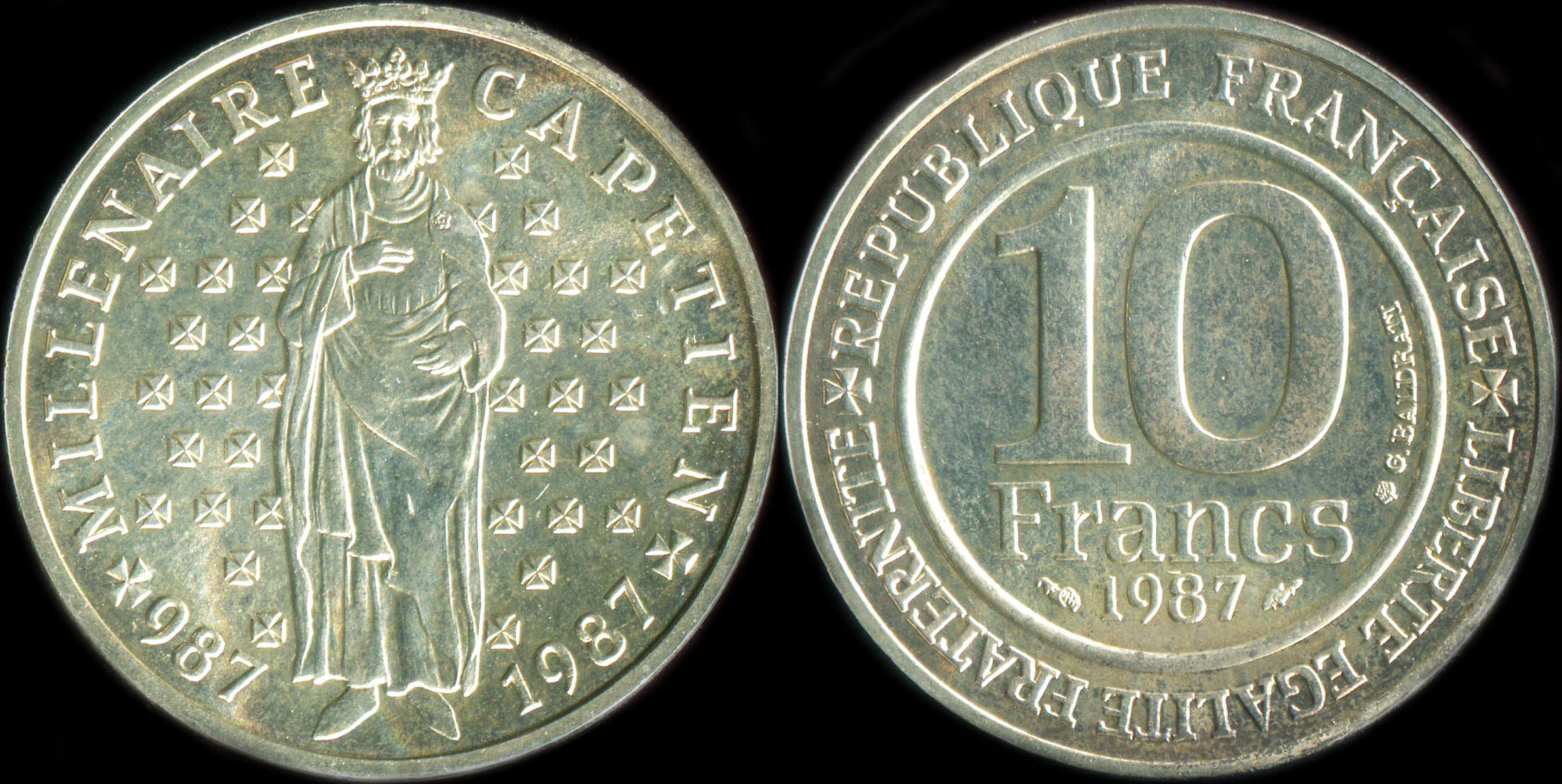 Pice de 10 francs Millnaire Captien 987-1987 - 1987 argent BU