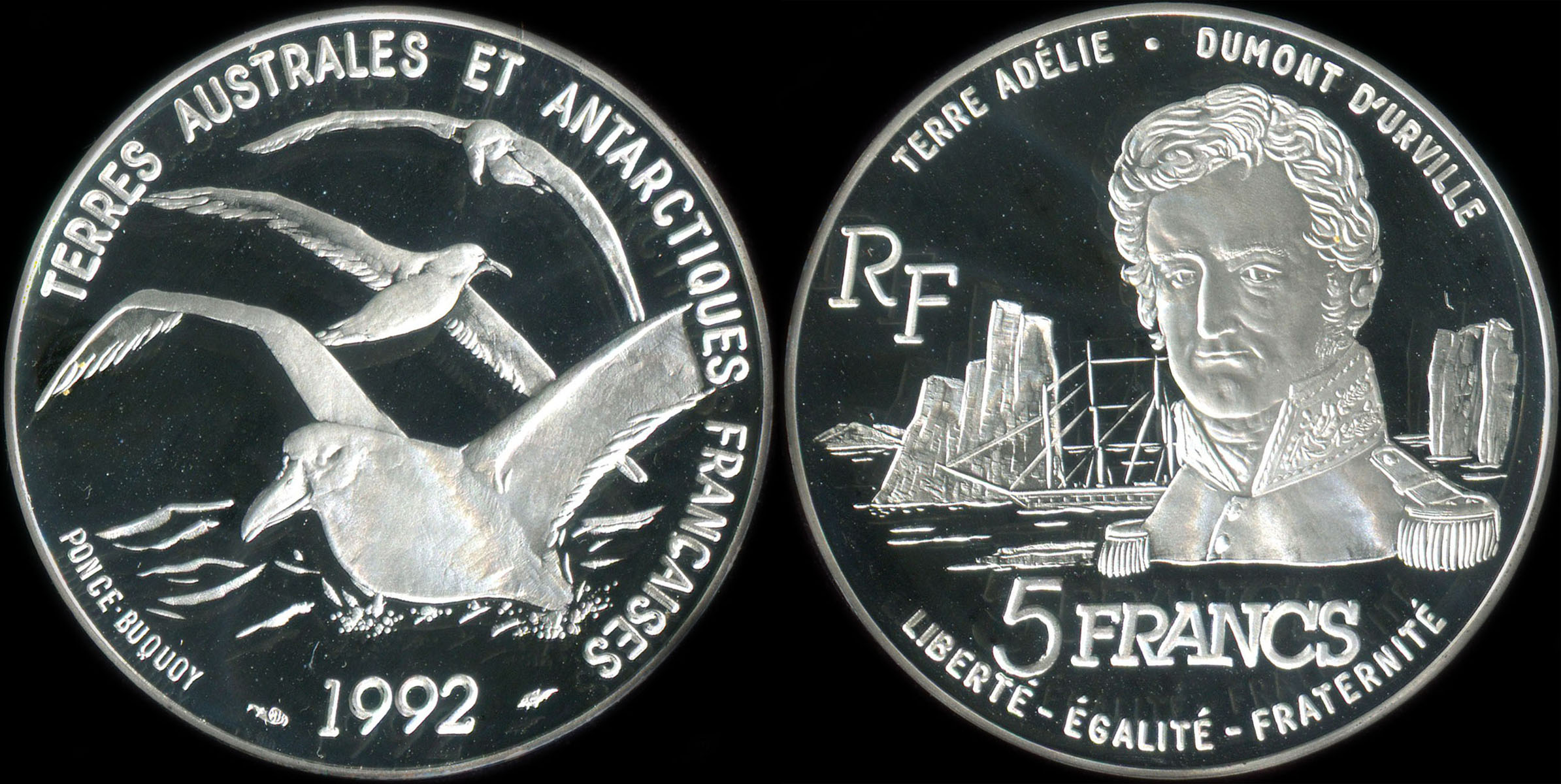 Pièce de 5 francs 1992 - Terres Australes et Antarctiques Françaises - Albatros